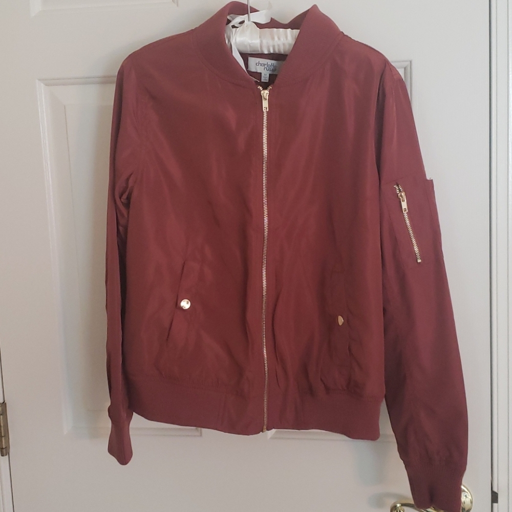 NWT Burgandy Matte Bomber Jacket